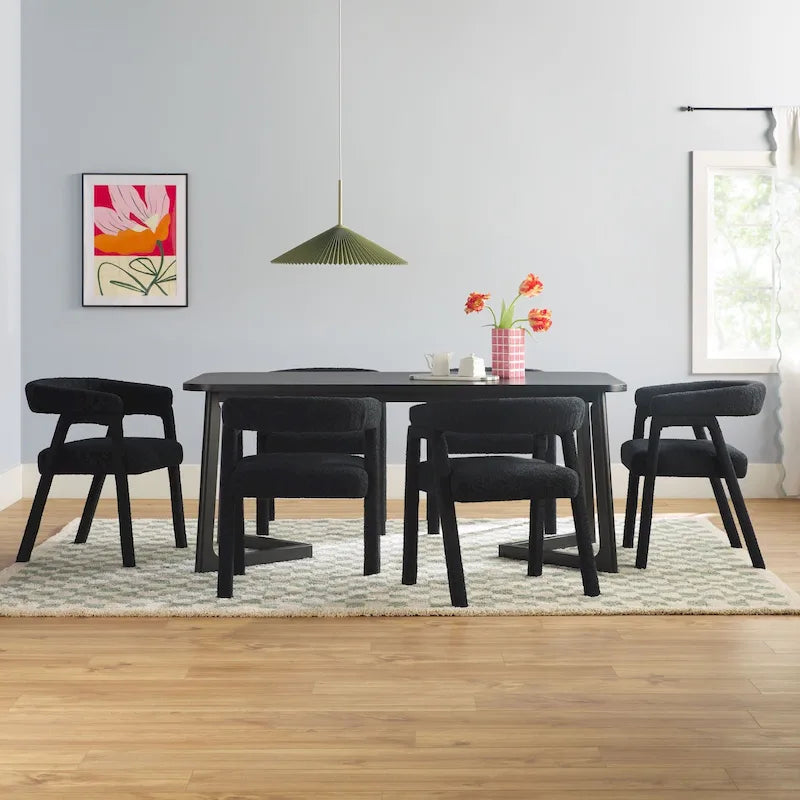 Ensemble de salle à manger 7 pièces Middlebrook en bois massif avec chaises entièrement rembourrées