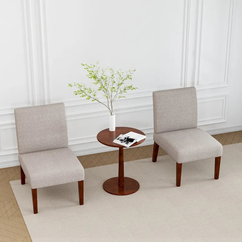 18.7 Chaises d'appoint avec table ronde (lot de 2)