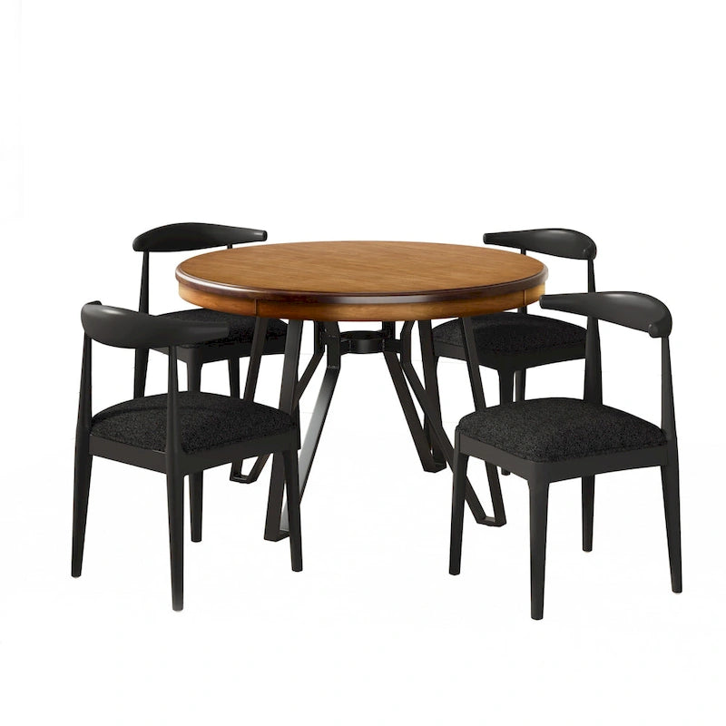 Ensemble de salle à manger 5 pièces en tissu Cortina et hévéa de Christopher Knight Home