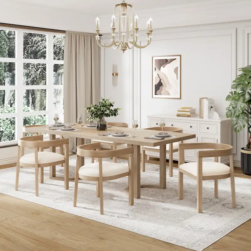 Christopher Knight Home - Ensemble de salle à manger Livia avec table de 95 pouces et chaises rembourrées