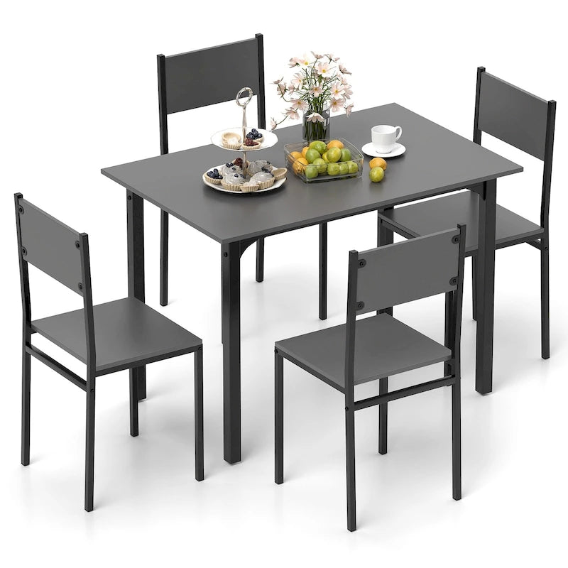 Costway Ensemble de 5 Pièces Table de Salle à Manger et Chaises Style Industriel pour Cuisine