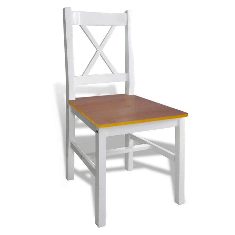 Ensemble de salle à manger 5 pièces, table rectangulaire 109 cm, 4 chaises, bois marron et blanc