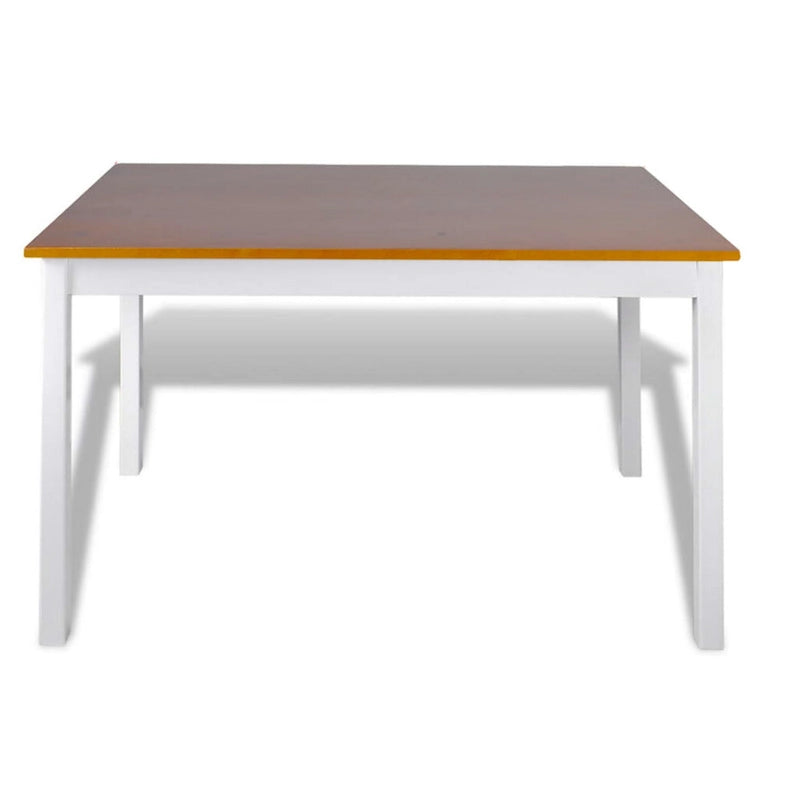 Ensemble de salle à manger 5 pièces, table rectangulaire 109 cm, 4 chaises, bois marron et blanc