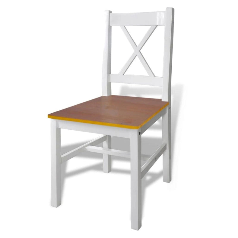 Ensemble de salle à manger 5 pièces, table rectangulaire 109 cm, 4 chaises, bois marron et blanc