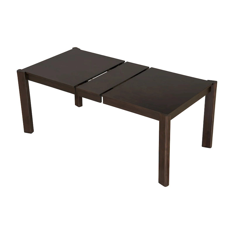 Ensemble de salle à manger en bois de ferme de 4 pièces, table de cuisine extensible avec 2 chaises à dossier incurvé et banc en rotin pour 4 à 8 personnes