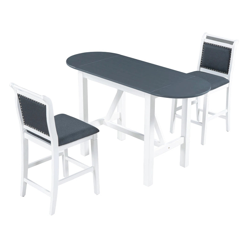 Ensemble de salle à manger rustique 3 pièces avec abattant et 2 chaises