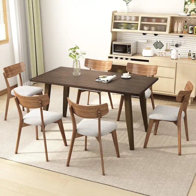 Ensemble de salle à manger 7 pièces de style Mid-Century avec table rectangulaire et 6 chaises