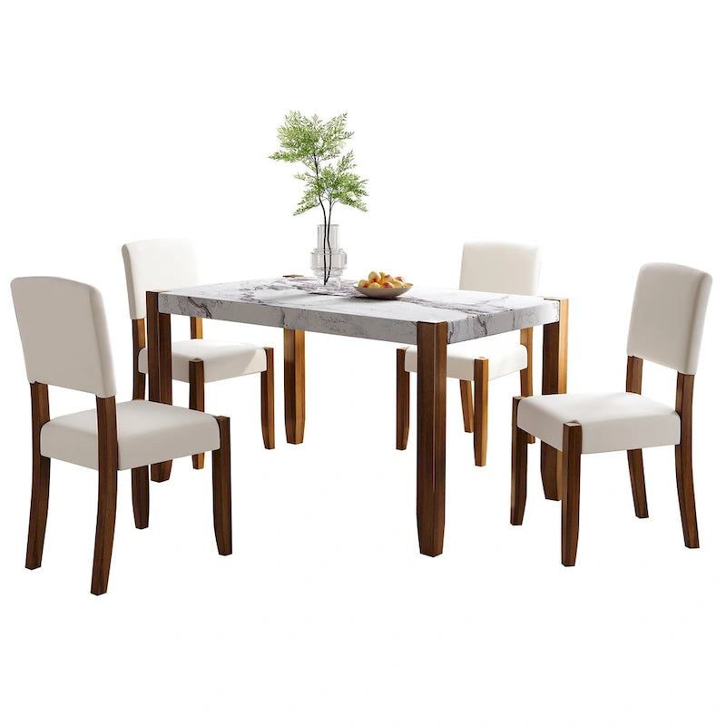 Ensemble de salle à manger moderne 5 pièces avec table rectangulaire et chaises