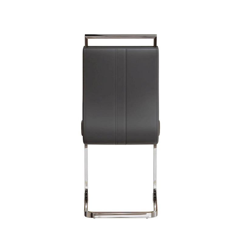 Ensemble de salle à manger moderne 5 pièces avec table rectangulaire en verre et chaises de salle à manger sans accoudoirs à dossier haut aux pieds plaqués argent