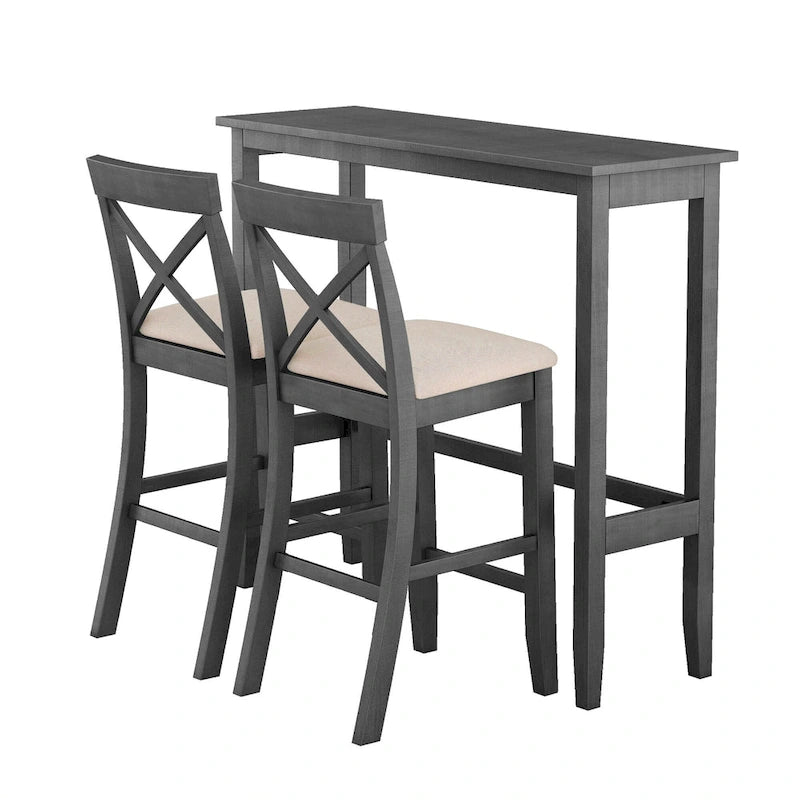 Ensemble de salle à manger 3 pièces style ferme avec table rectangulaire et 2 chaises