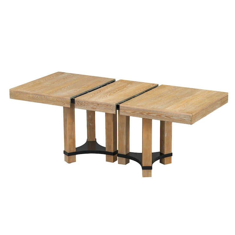 Ensemble de salle à manger rustique 7 pièces avec table extensible et 6 chaises
