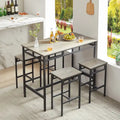Ensemble de salle à manger rustique 5 pièces avec table rectangulaire et 4 chaises de bar hautes