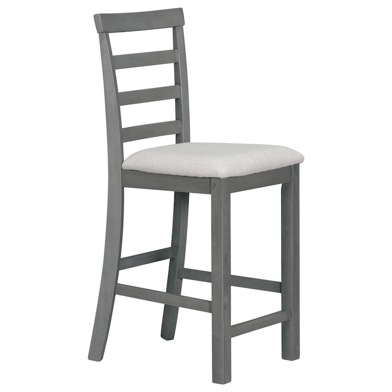 Ensemble de salle à manger 5 pièces rustique gris avec table hauteur comptoir, 4 chaises et rangement