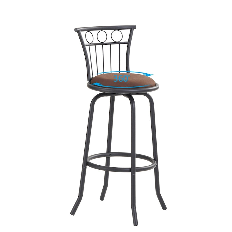 Ensemble de salle à manger moderne 3 pièces avec table ronde et 2 tabourets de bar à hauteur de comptoir