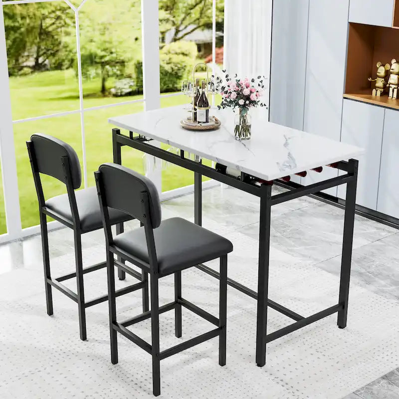 Ensemble de salle à manger 3 pièces de style moderne avec table rectangulaire et 2 chaises de salle à manger rembourrées