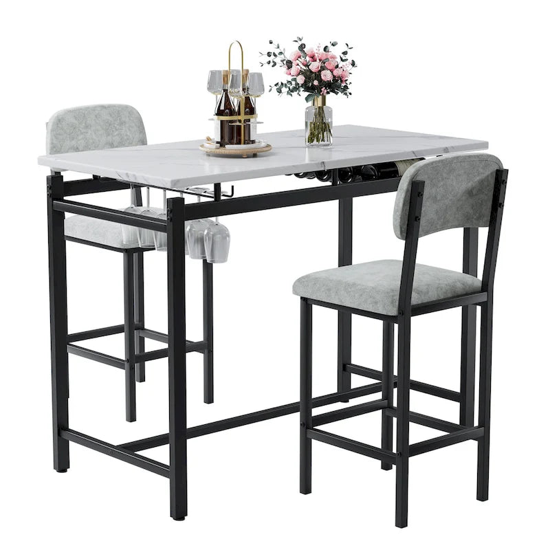 Ensemble de salle à manger 3 pièces de style moderne avec table rectangulaire et 2 chaises de salle à manger rembourrées