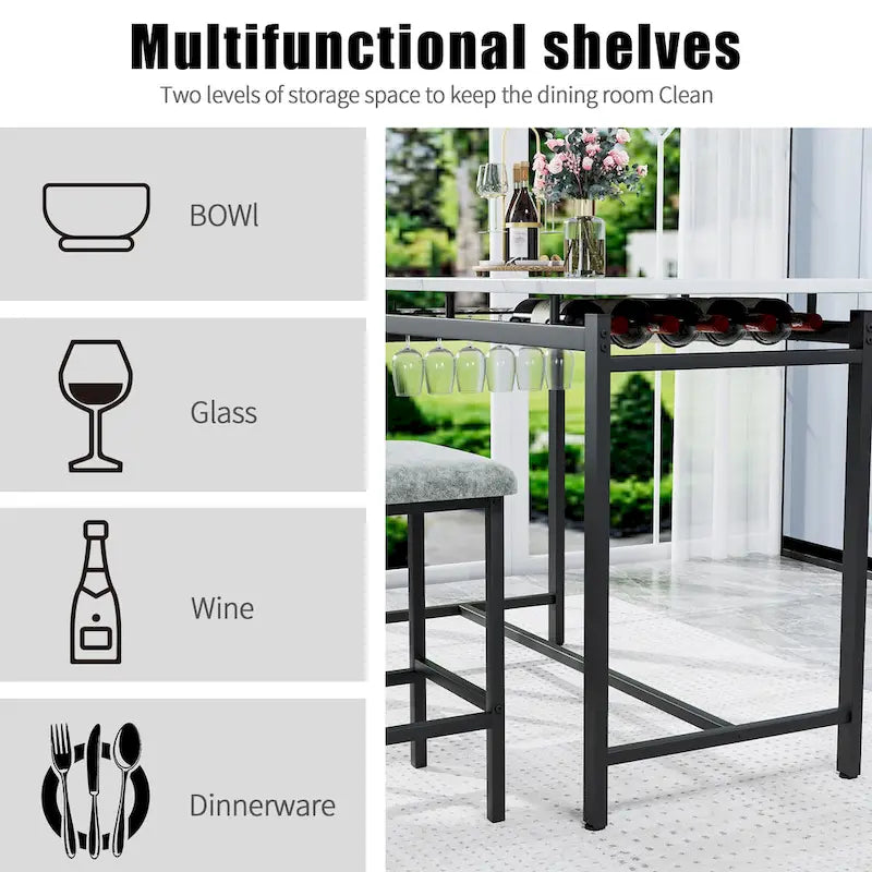 Ensemble de salle à manger 3 pièces de style moderne avec table rectangulaire et 2 chaises de salle à manger rembourrées