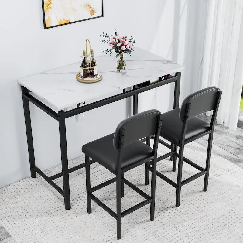 Ensemble de salle à manger 3 pièces de style moderne avec table rectangulaire et 2 chaises de salle à manger rembourrées