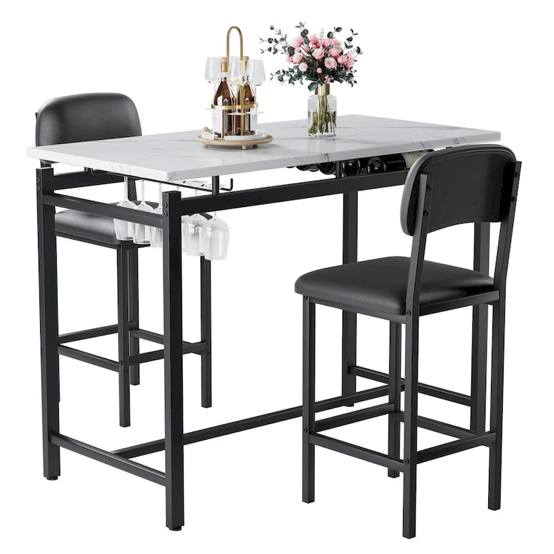 Ensemble de salle à manger 3 pièces de style moderne avec table rectangulaire et 2 chaises de salle à manger rembourrées