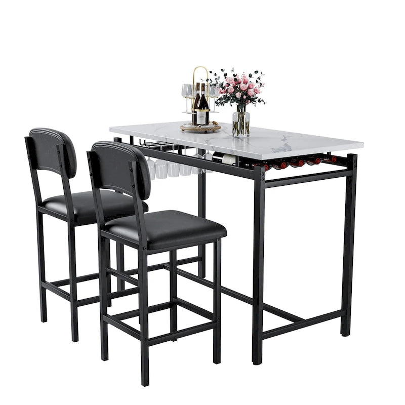 Ensemble de salle à manger 3 pièces de style moderne avec table rectangulaire et 2 chaises de salle à manger rembourrées