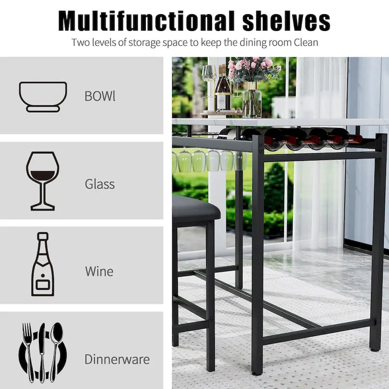 Ensemble de salle à manger 3 pièces de style moderne avec table rectangulaire et 2 chaises de salle à manger rembourrées