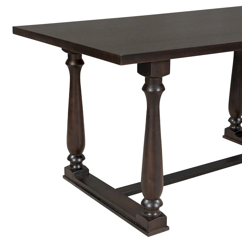 Ensemble de salle à manger en bois 6 pièces Espresso Retro avec table rectangulaire et 4 chaises