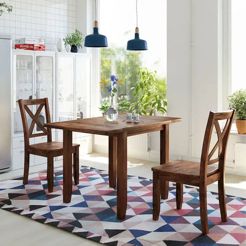 Ensemble de salle à manger 3 pièces en bois avec table à rallonges pour coin-repas