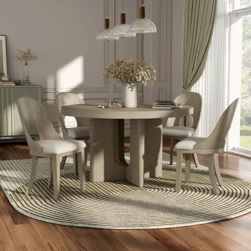 Ensemble de salle à manger rond moderne 5 pièces en bois massif Piez de Furniture of America