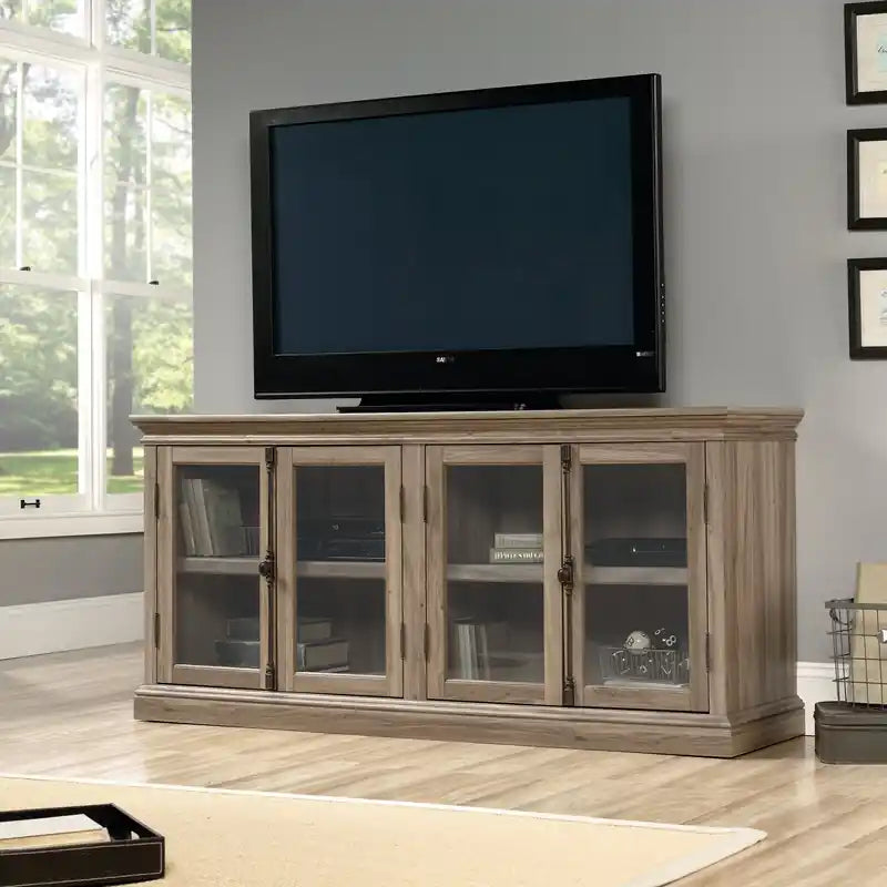 Barrister Lane 70 Rustic TV Stand with Storage and Cable Management for TVs up to 80- Oak