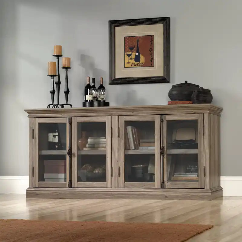 Barrister Lane 70 Rustic TV Stand with Storage and Cable Management for TVs up to 80- Oak