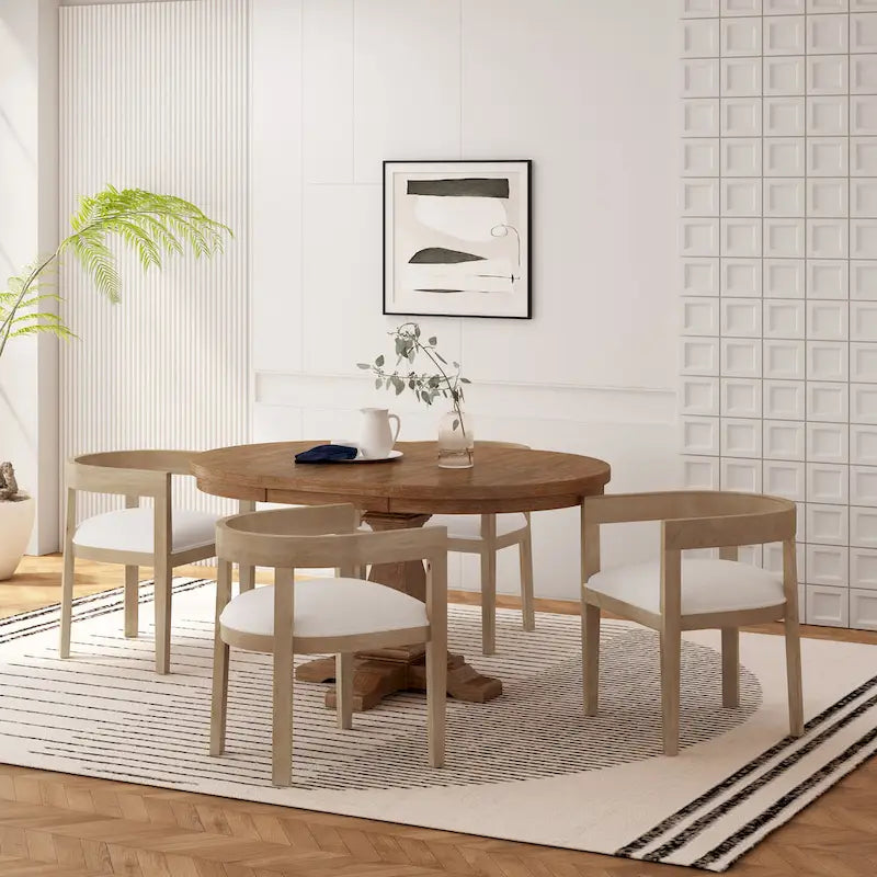 Ensemble de salle à manger 5 pièces en tissu et bois Hudson par Christopher Knight Home