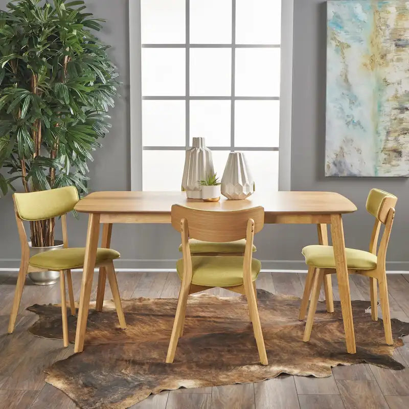 Ensemble de salle à manger rectangulaire en bois 5 pièces Alma Mid-Century par Christopher Knight Home