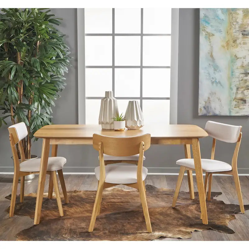 Ensemble de salle à manger rectangulaire en bois 5 pièces Alma Mid-Century par Christopher Knight Home