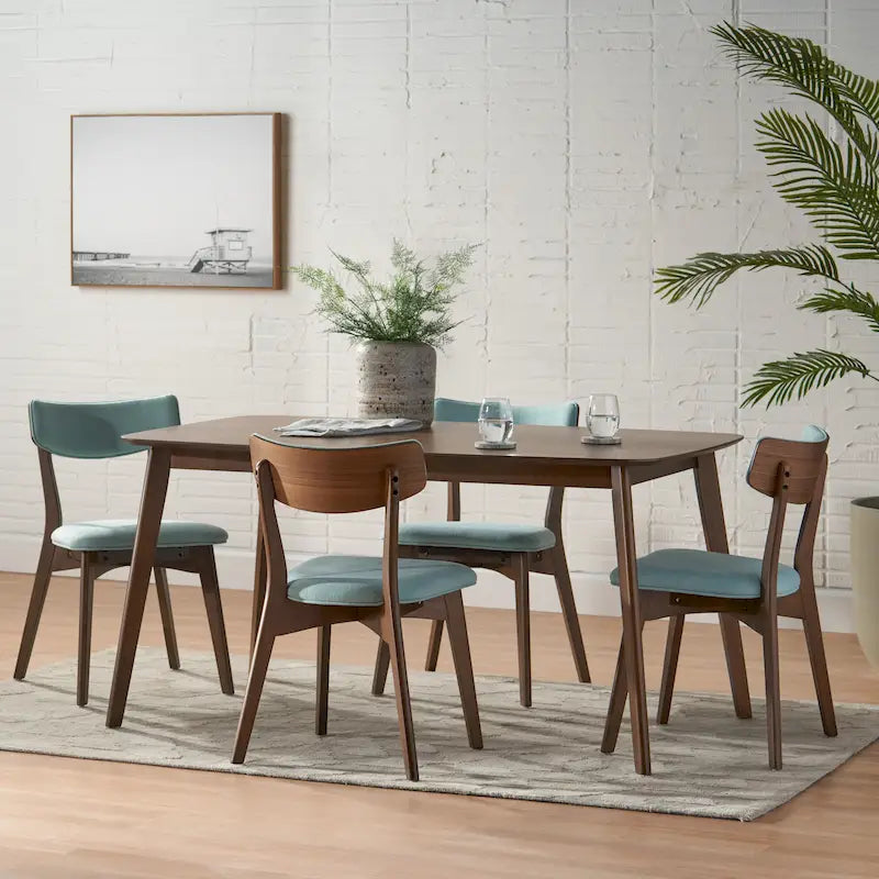 Ensemble de salle à manger rectangulaire en bois 5 pièces Alma Mid-Century par Christopher Knight Home