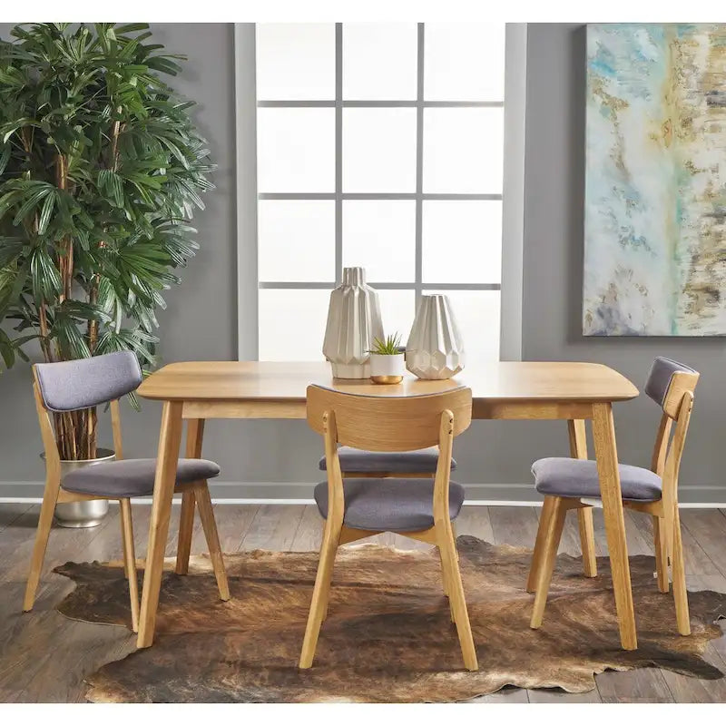 Ensemble de salle à manger rectangulaire en bois 5 pièces Alma Mid-Century par Christopher Knight Home