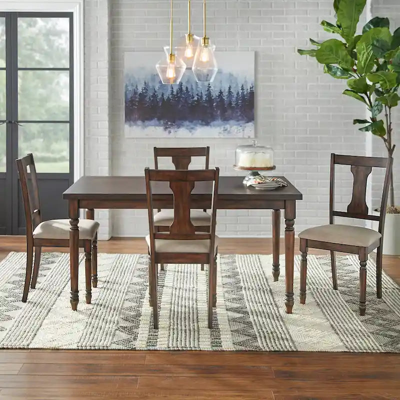 Ensemble de salle à manger 5 pièces en bois brûlé Simple Living
