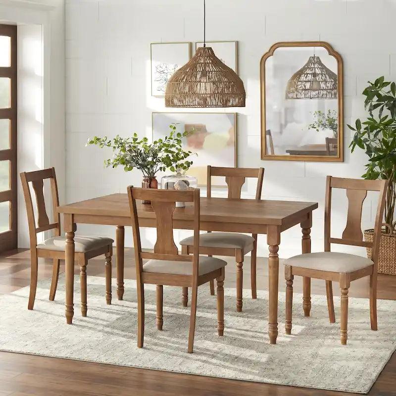 Ensemble de salle à manger 5 pièces en bois brûlé Simple Living