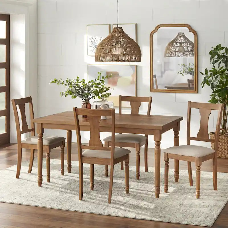 Ensemble de salle à manger 5 pièces en bois brûlé Simple Living