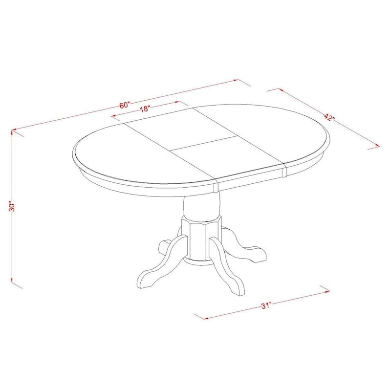 East West Furniture Ensemble de table de cuisine 7 pièces composé d'une table à manger ovale et de chaises solides, marron selle (options de type d'assise)