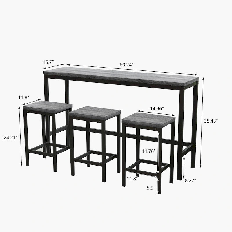 Ensemble table de bar et 3 tabourets