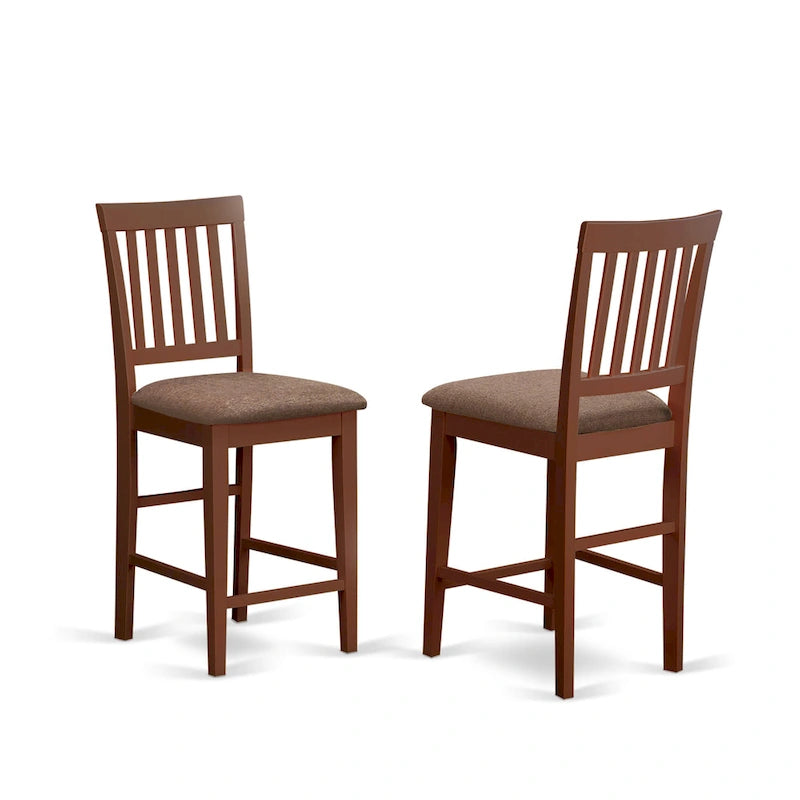 East West Furniture Ensemble de pub 3 pièces hauteur comptoir - une table à manger carrée et 2 chaises de cuisine, Acajou (Options de type d'assise)