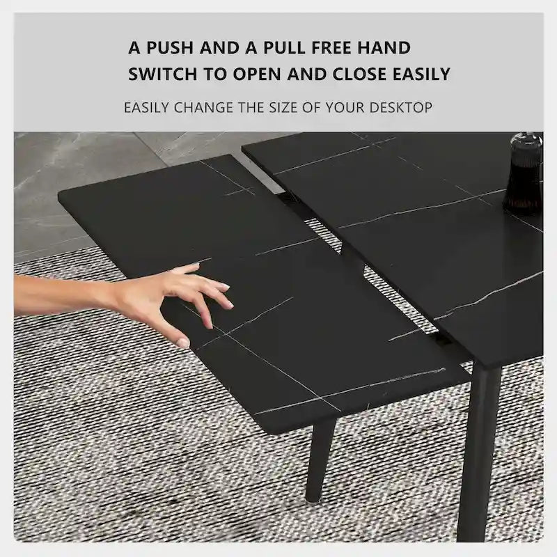 Ensemble de salle à manger 5 pièces extensible de 160 cm à 240 cm avec plateau en pierre frittée et 4 chaises