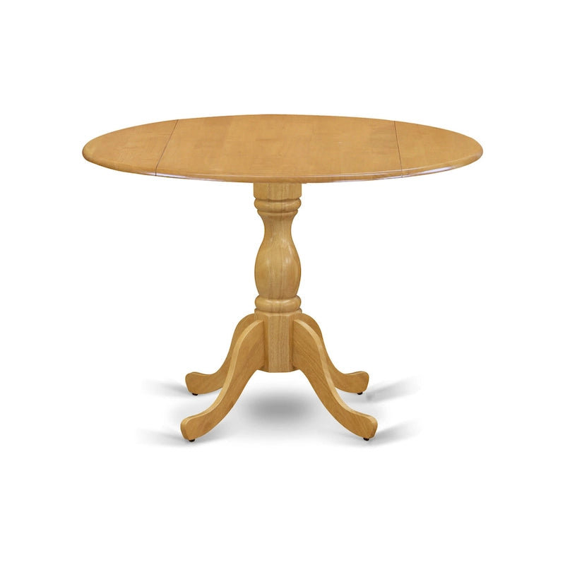 East West Furniture – Ensemble de table de cuisine – Une table de salle à manger ronde avec abattants et chaises en tissu de lin, Chêne (Option de pièces)