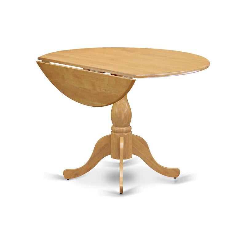 East West Furniture – Ensemble de table de cuisine – Une table de salle à manger ronde avec abattants et chaises en tissu de lin, Chêne (Option de pièces)