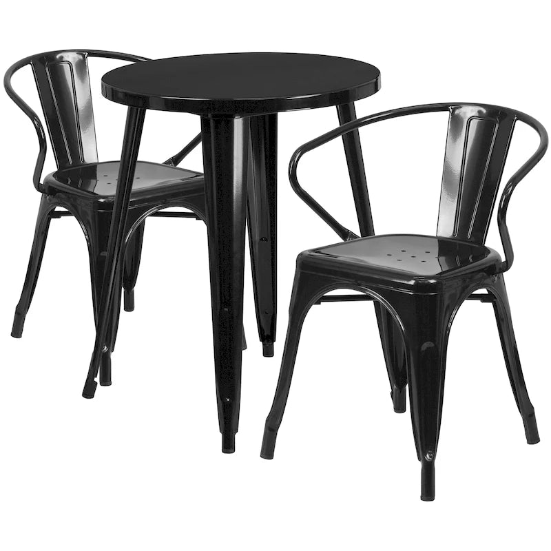 Ensemble table ronde d'intérieur/extérieur de 24 po avec 2 fauteuils