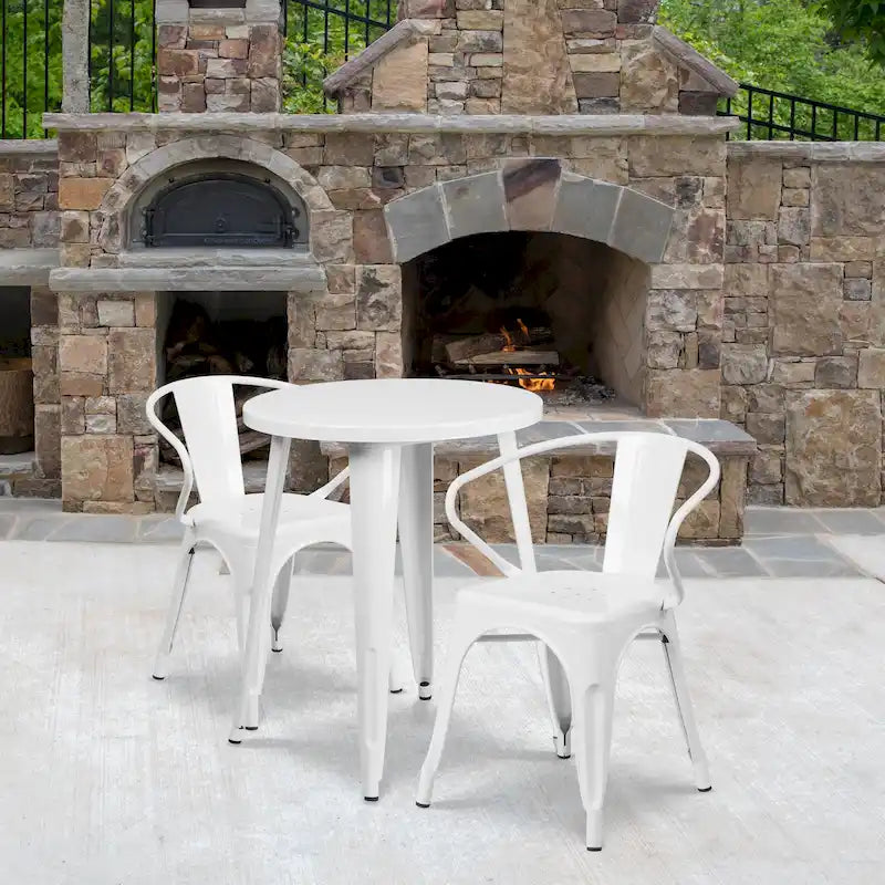 Ensemble table ronde d'intérieur/extérieur de 24 po avec 2 fauteuils
