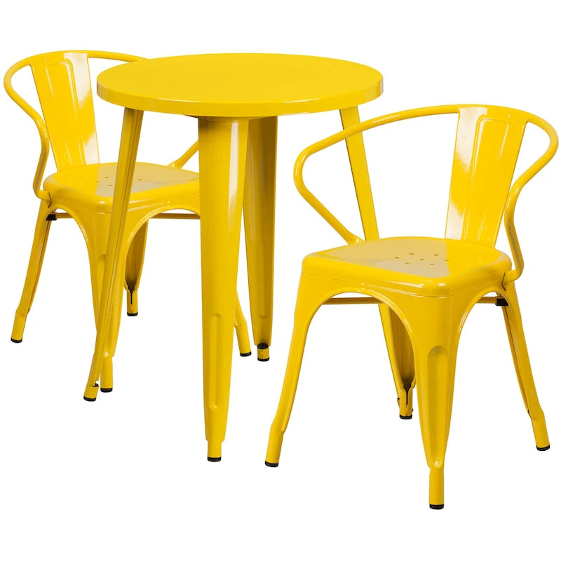 Ensemble table ronde d'intérieur/extérieur de 24 po avec 2 fauteuils