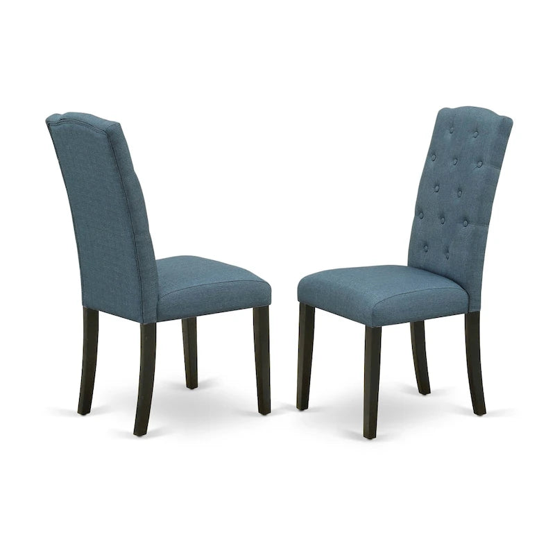 Ensemble de salle à manger East West Furniture avec table en bois et chaises Parsons en tissu de lin (nombre de pièces et finition au choix)