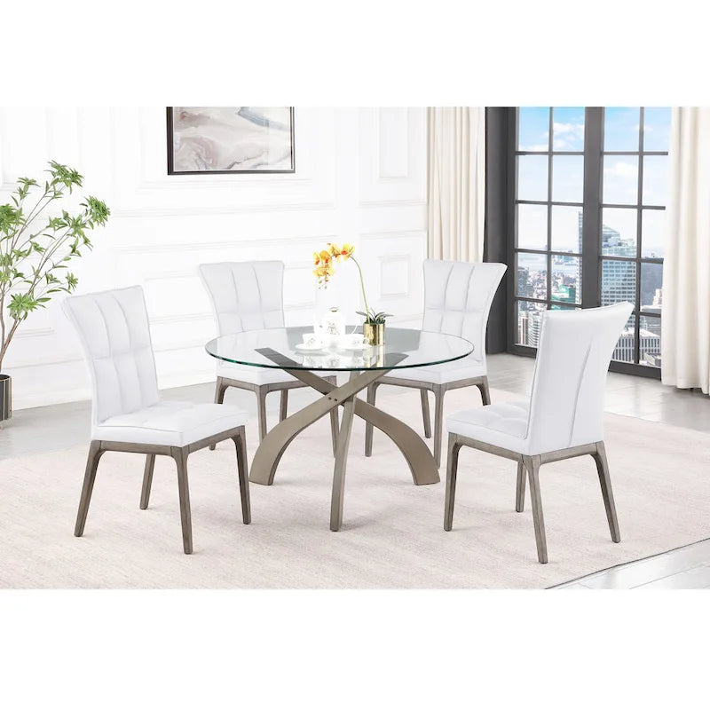 Somette Pogo Criss Cross Dining Set with White Chairs