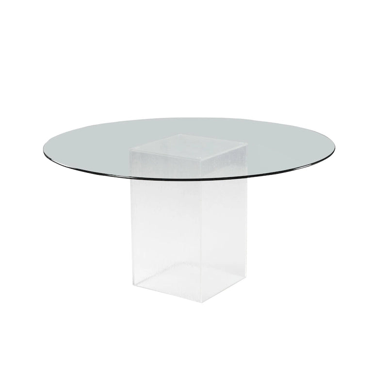 Ensemble de salle à manger Somette 5 pièces avec table ronde en verre, base en acrylique et 4 chaises latérales capitonnées